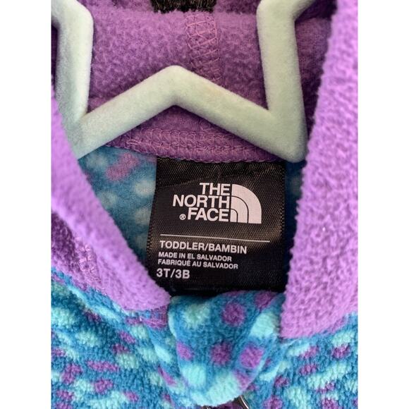 The North Face Toddler Girl Fleece Jacket Hooded Full Zip Polkadot Purple Size 3 - Picture 4 of 11